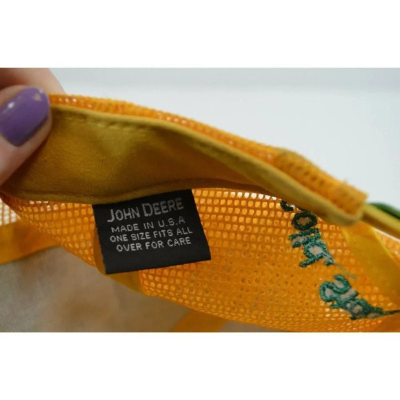 John Deere Mesh Trucker Hat Embroidered  Logo OS Adjustable Green Yellow USA - Picture 9 of 10